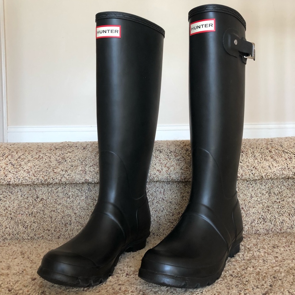 Matte Black Tall Hunter Rain Boots